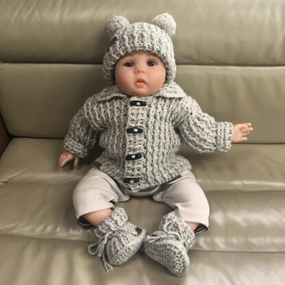 Theo Cardigan Hat and Booties Set Newborn - 10 Years