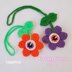 Eyeball daisy charm crochet pattern, Halloween car hanger, Spooky daisy rear view mirror car, Crochet chain flowers car decor, bag accessory