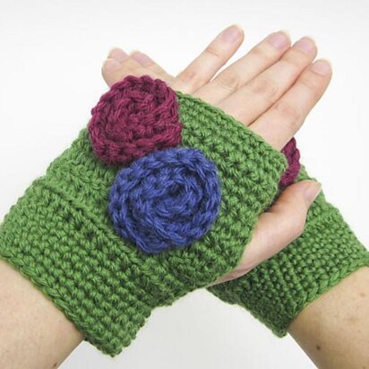 Flower garden fingerless mitts