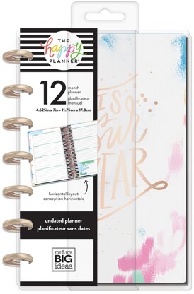 Happy Planner 12-Month Undated Mini Planner 7"X4.625" - Brushy Brights, 12 Month U