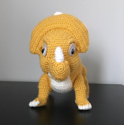 Crocheted baby tricerotop