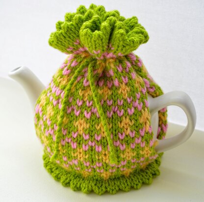 Springtime Fair Isle 2 Cup Teapot Cosy Knitting Pattern