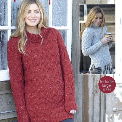 Sweater and Sweater Dress in Hayfield Bonus Aran Tweed with Wool - 7796- Downloadable PDF