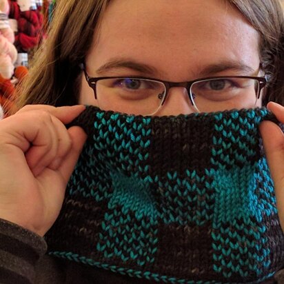 Simple Plaid Hat and Cowl - knitting pattern