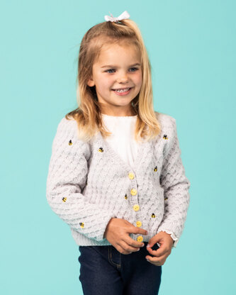 Busy Bee Cardigan - Free Knitting Pattern For Babies and Kids in Paintbox Yarns Baby DK by Paintbox Yarns