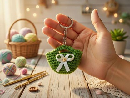 Crochet Bag Keychain Pattern – Mini Purse Charm PDF + Video Tutorial