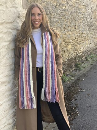 Blooming Stripy Ribbed Scarf