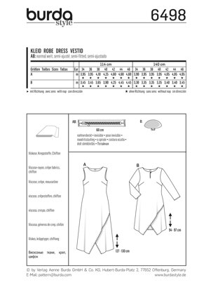 Burda Style Pattern B6498 Misses Dress