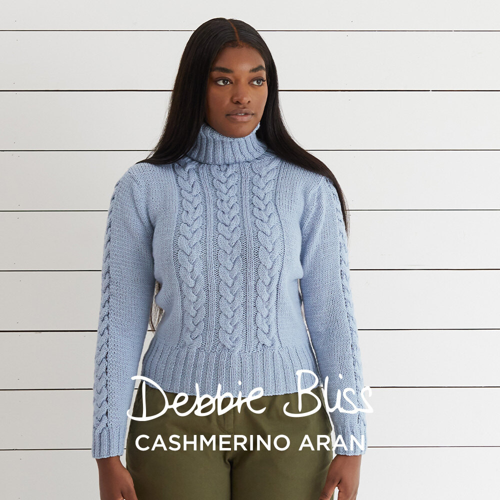 Rib Yoke Sweater - Knitting Pattern For Women in Debbie Bliss Cashmerino  Aran by Debbie Bliss