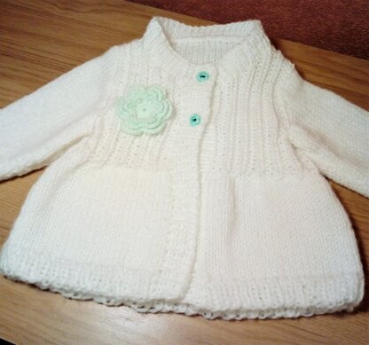 Ribbed Flower Cardigan for Baby Girl