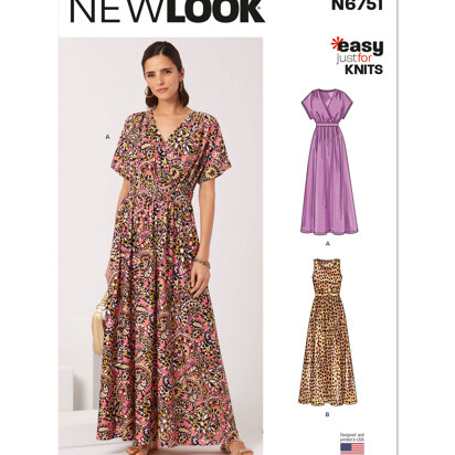 New Look Misses' Knit Dresses N6751 - Paper Pattern, Size A (10-12-14-16-18-20-22)