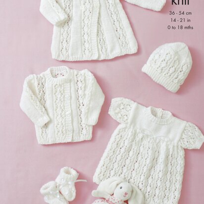 Jacket, Matinee Coat, Angel Top, Hat, Bootees & Blanket in King Cole Comfort Baby DK  - 5359 - Downloadable PDF