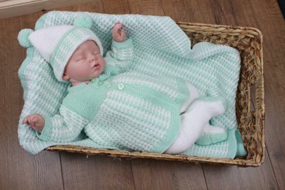 Knitting Pattern Baby Set & Blanket/Afghan UK & USA Terms  #216