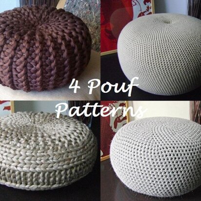 4 Knitted & Crochet Pouf Floor cushion Patterns