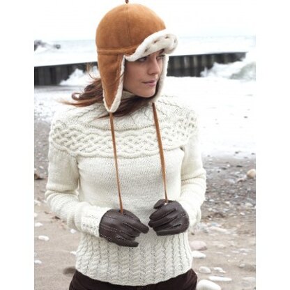 Cabled Yoke Pullover in Patons Decor