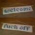 Welcome / Fuck Off Banner Tapestry Crochet