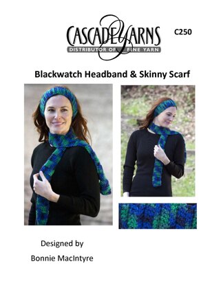 Blackwatch Headband & Skinny Scarf in Cascade Yarns - C250 - Downloadable PDF