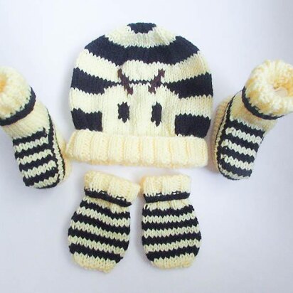 Bumble Bee Animal Hat Booties Mittens