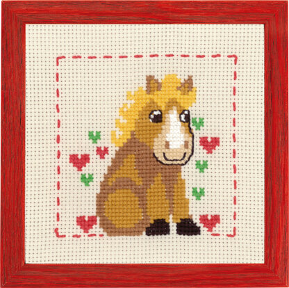 Permin Horse with Hearts Cross Stitch Kit - 19x19cm