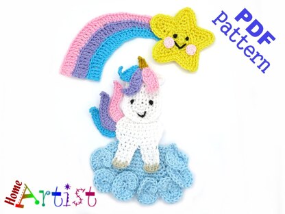 Unicorn crochet applique pattern