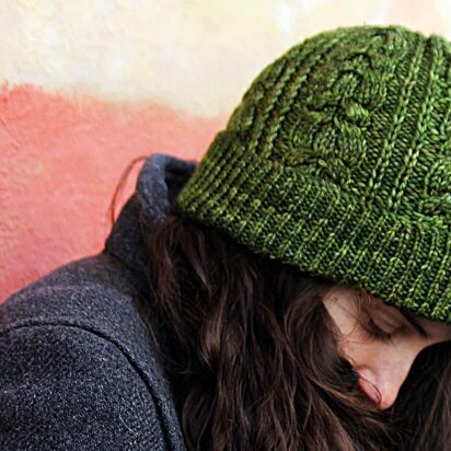 "Whiskey Highball Cable Hat by Thea Colman" - Hat Knitting Pattern in The Yarn Collective