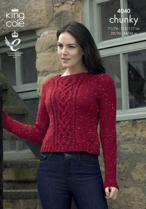 Long and Short Sweaters in King Cole Chunky Tweed - 4040