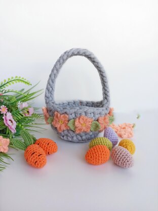 Crochet basket pattern, Easter basket easy crochet pattern