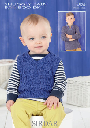 Tank Top and Sweater in Sirdar Snuggly Baby Bamboo DK - 4524 - Downloadable PDF