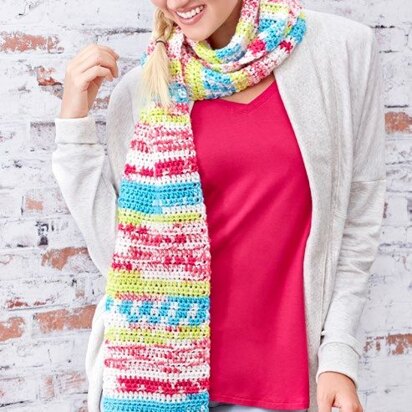 Faux Fair Isle Crochet Scarf in Red Heart Super Saver Fair Isle - LM5792 - Downloadable PDF