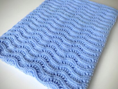 Rippling Waves Knitted Baby Blanket