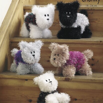 Tinsel Westie Style Dogs in King Cole Tinsel Chunky - 9056pdf - Downloadable PDF