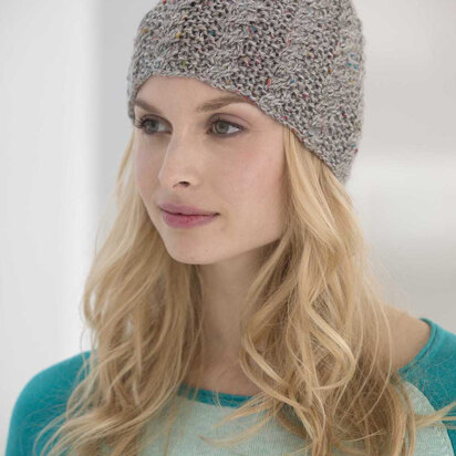 Cabled Tweed Hat in Lion Brand Heartland - L32417