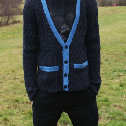 Knitting Pattern for Man's Cardigan with Contrast Edges