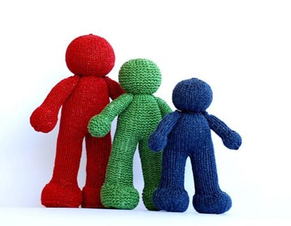 Colored human being dolls /red, green, blue/