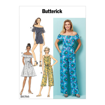 Butterick Misses'/Misses' Petite Dress,Romper, Jumpsuit and Sash B6566 - Sewing Pattern