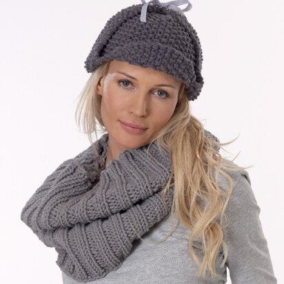 Earflap Hat and Shawl Collar in Rico Essentials Big - 048 - Downloadable PDF