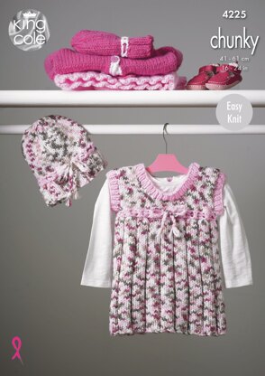 Pinafore Dress, Cardigans & Hat in King Cole Chunky - 4225 - Downloadable PDF