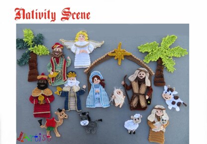 Nativity scene crochet applique pattern