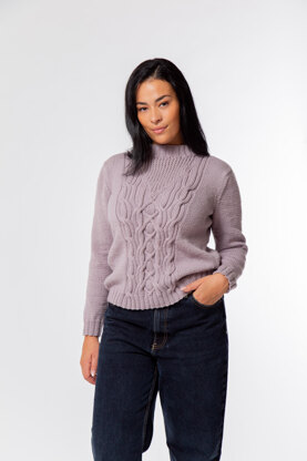 Susanna Cable Jumper - Knitting Pattern for Women in MillaMia Naturally Soft Aran by MillaMia