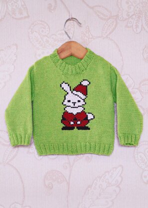 Intarsia Santa Bunny Chart Childrens Jumper Knitting pattern