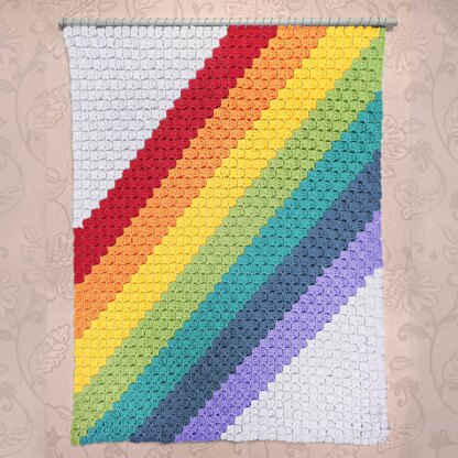 Intarsia - Rainbow Diagonal Stripes Chart- C2C Blacket