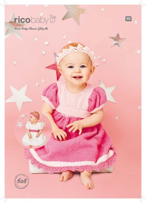 Dresses and Headband in Rico Baby Classic Glitz DK - 608 - Downloadable PDF