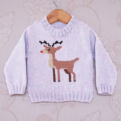 Intarsia - Red Nosed Reindeer Chart - Childrens Sweater