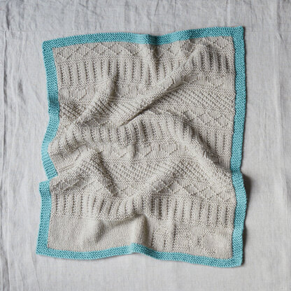 Gansey Style Baby Blanket & Monkey - in Debbie Bliss Cashmerino Aran & Baby Cashmerino