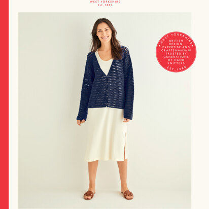 Crochet V Neck Cardigan in Sirdar Cotton DK - CCSC10253 - Downloadable PDF