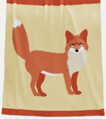 CROCHET Lap Blanket - Fox - 40" (100cm) x 50" (125 cm)