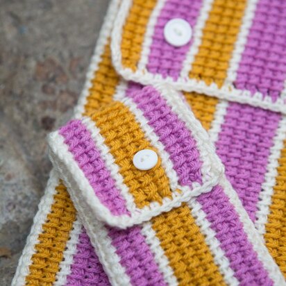 Tunisian Striped Gadget Cosies