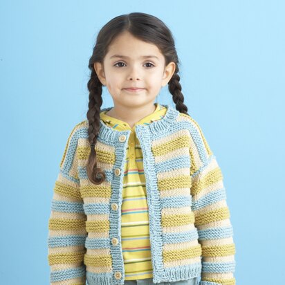 Playful Stripes Cardigan in Lion Brand Cotton-Ease - 81026AD