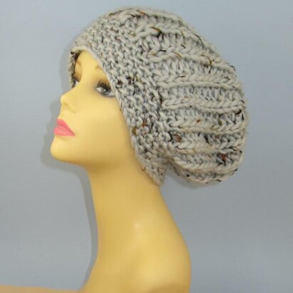 Super Chunky Moss Stitch Cuff Fishermans Rib Slouch Hat