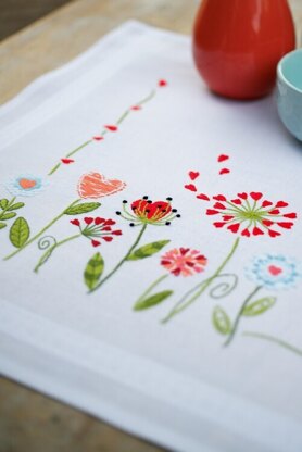 Vervaco Flowers Table Runner Embroidery Kit - 40 x 100